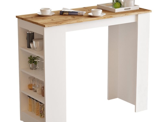 Τραπέζι μπαρ Riff pakoworld λευκό-sonoma 120x51.5x101.5εκ