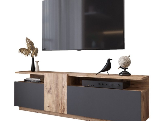 Έπιπλο τηλεόρασης Elana pakoworld sonoma-ανθρακί 150x29.5x46.3εκ