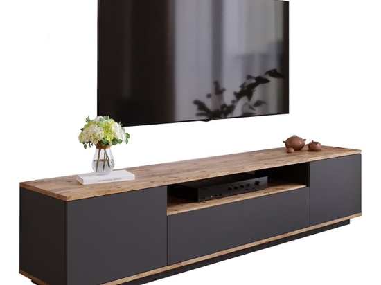 Έπιπλο τηλεόρασης Soren pakoworld sonoma-ανθρακί 180x.44.5x44.6εκ