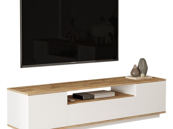 Έπιπλο τηλεόρασης Soren pakoworld sonoma-λευκό 180x.44.5x44.6εκ