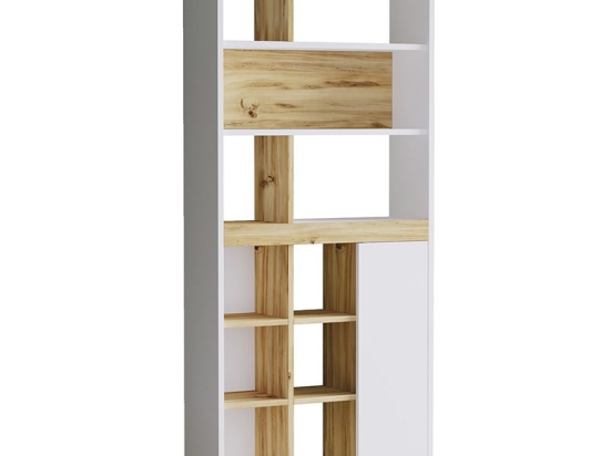 Βιβλιοθήκη Zest pakoworld λευκό-sonoma 75.5x25x170εκ