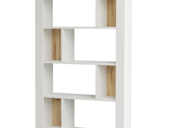 Βιβλιοθήκη Caring pakoworld λευκό-sonoma 94.5x27x145.5εκ