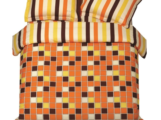 Makis Tselios Home Σετ Παπλωματοθήκη Μονή 160x240 Squares Orange