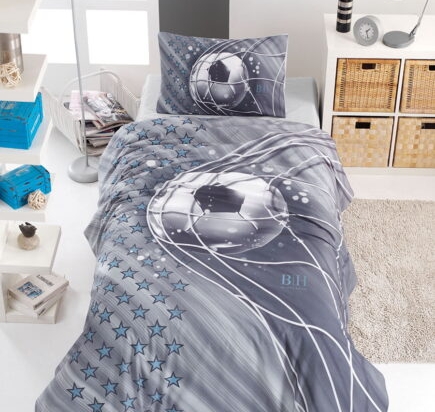 Σετ σεντόνια μονά Soccer Art 6117  165x240 Γκρι   Beauty Home