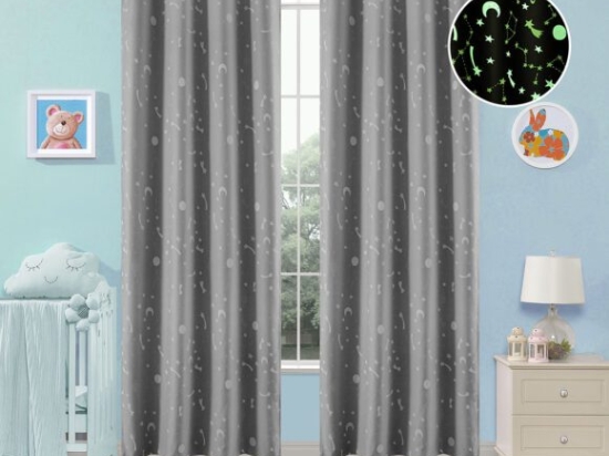 Beauty Home Κουρτίνα φωσφορίζουσα με 8 κρίκους Art 6140 140x260 Γκρι