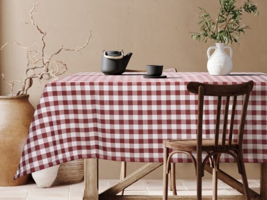 Beauty Home Επαγγελματικό τραπεζομάντηλο Checks Art Ε8032 145x145 Κόκκινο