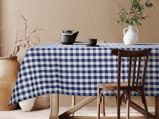 Beauty Home Επαγγελματικό τραπεζομάντηλο Checks Art Ε8032 145x145 Μπλε σκούρο
