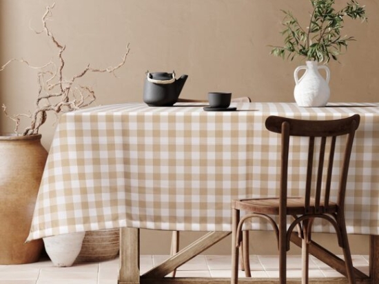 Beauty Home Επαγγελματικό τραπεζομάντηλο Checks Art Ε8033 145x180 Μπεζ