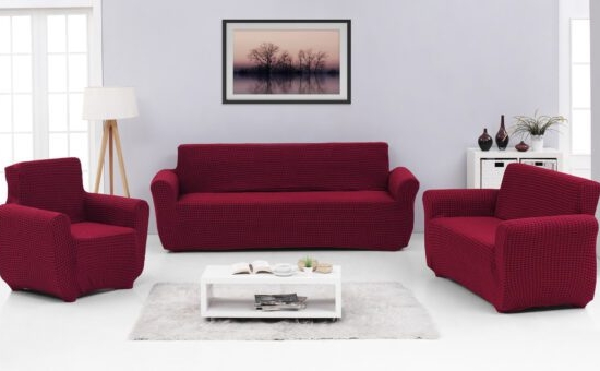 Ελαστικά καλύμματα καναπέ σετ 3τμχ Art 8600 Μπορντό  Μπορντό Beauty Home