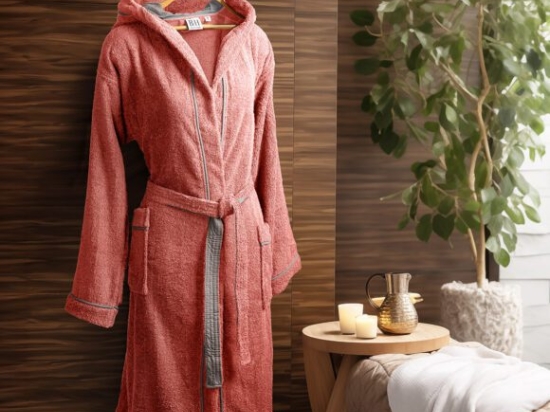 Beauty Home Μπουρνούζι με κουκούλα Art 3421 Κοραλί S