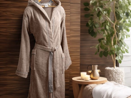 Beauty Home Μπουρνούζι με κουκούλα Art 3422 Μπεζ 2XL