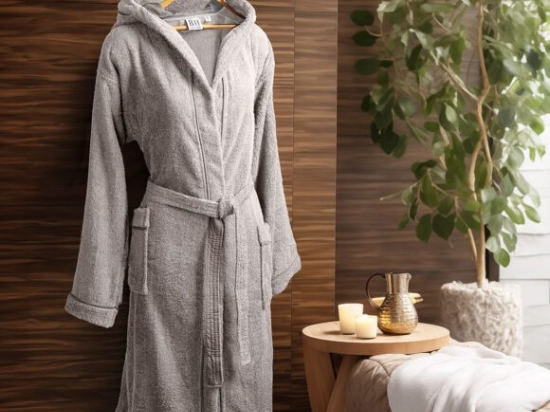 Beauty Home Μπουρνούζι με κουκούλα Art 3423 Γκρι XL