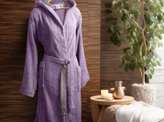 Beauty Home Μπουρνούζι με κουκούλα Art 3425 Λιλά M