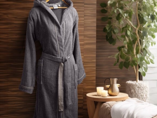 Μπουρνούζι με κουκούλα Art 3428 Ανθρακί L  Beauty Home