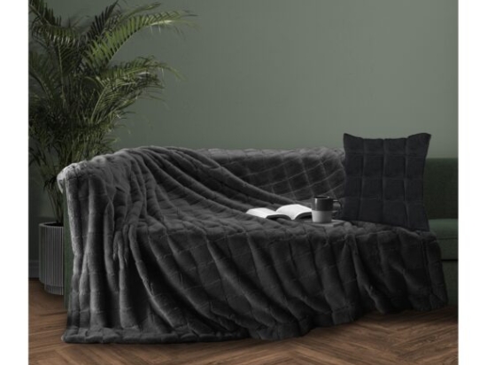 Makis Tselios Home Σετ Διθέσιο Ριχτάρι 180x250cm &amp; 1 Μαξ/κη 50x50cm Nola 1 Dark Grey