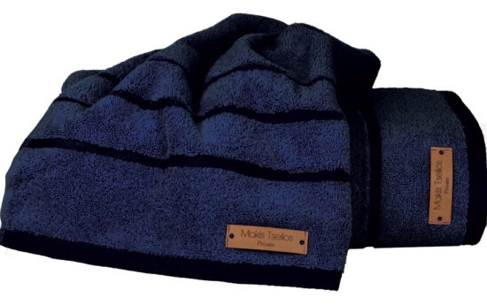 Makis Tselios Home Σετ Πετσέτες Μπάνιου 2τμχ Prive Estate Blue Βάρους 600gr/m²