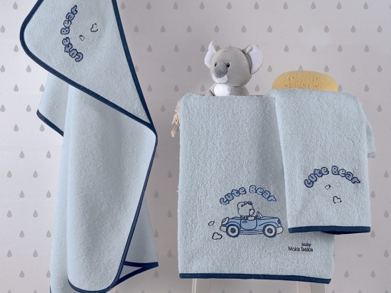 Makis Tselios Home Βρεφική Κάπα-Μπουρνούζι με Κουκούλα Cute