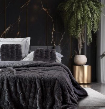 Makis Tselios Home Κουβερτοπάπλωμα Μονό 180×230 Fur 1 Dark Grey