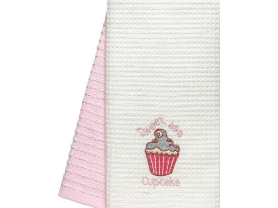 Beauty Home Ποτηρόπανα σετ 2τμχ Cupcake Art 8815 40x60 Ροζ