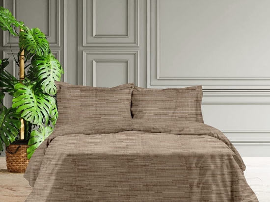 Makis Tselios Home Σετ Παπλωματοθήκη Φανέλα King Size 240x260 Lines Brown 3