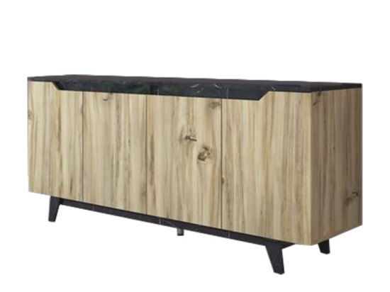 Μπουφές Rafaelo pakoworld καρυδί-μαύρο μαρμάρου 180x45x78,5εκ