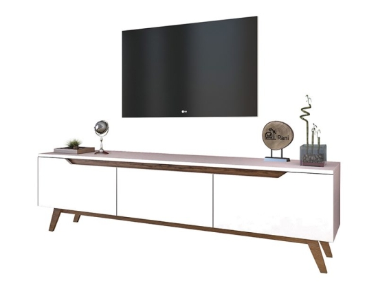 Έπιπλο τηλεόρασης Kasandra pakoworld λευκό-καρυδί 180x35x48,5εκ