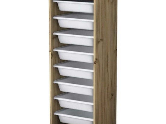 Συρταριέρα Beretta pakoworld 8 συρτάρια καρυδί-λευκό 45,5x34x122εκ