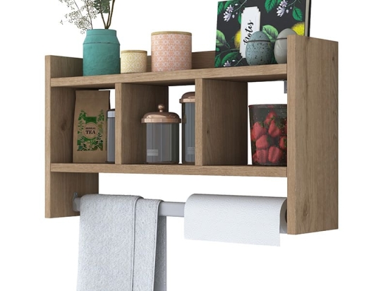 Ραφιέρα τοίχου Jala pakoworld sonoma-ασημί 63.5x15x35εκ