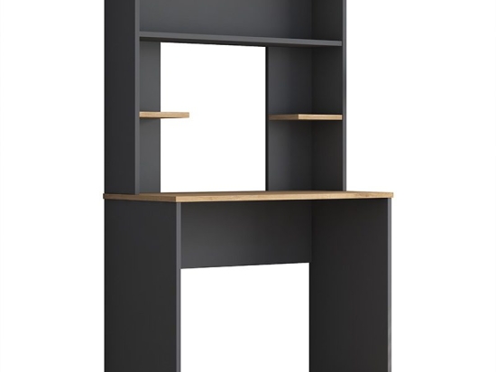 Γραφείο με ραφιέρα Goldie pakoworld ανθρακί-φυσικό 90x45x155.60εκ