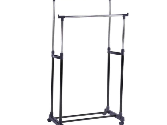 Καλόγερος - Κρεμάστρα Διπλή 788798 75x42x80-155cm Black Ankor Μέταλλο