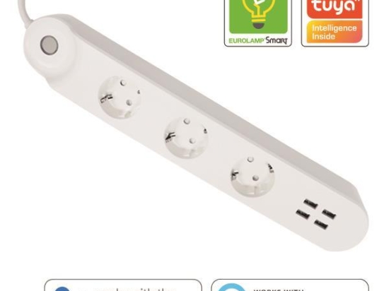 WIFI SMART ΠΟΛΥΠΡΙΖΟ ΤΡΙΩΝ ΘΕΣΕΩΝ ΣΟΥΚΟ ΚΑΙ 4 ΘΥΡΩΝ USB ΚΑΙ ΜΕΤΡΗΤΗ 110-240V 16A 147-77915 | EUROLAMP
