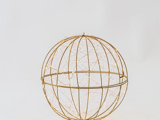 ΜΕΤΑΛΛΙΚΗ ΜΠΑΛΑ ΦΩΤΙΖΟΜΕΝΗ 240 ΘΕΡΜΑ LED 40cm IP44 600-40095 | MAGIC CHRISTMAS 