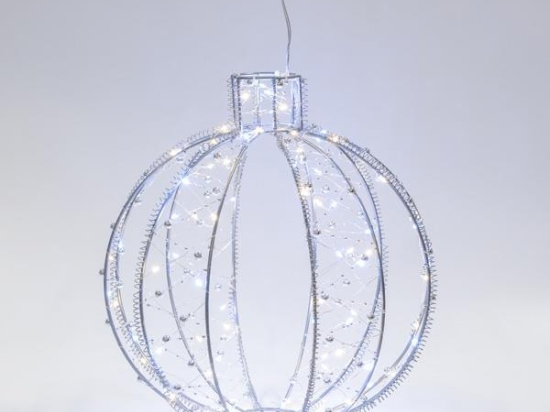 ΑΣΗΜΙ ΜΕΤΑΛΛΙΚΗ ΜΠΑΛΑ 30 ΘΕΡΜΑ ΚΑΙ 30 ΨΥΧΡΑ LED 30x32cm IP44 600-45721 | MAGIC CHRISTMAS