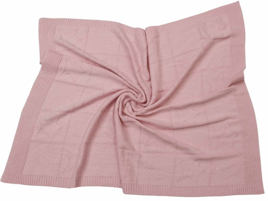 Μονόχρωμες Πλεκτές Κουβέρτες Ζακάρ Joy Pink Anna Riska Κούνιας 110x140cm 100% Βαμβάκι