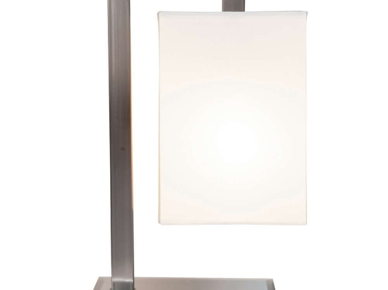 Φωτιστικό Επιτραπέζιο H11-WH 1xE27 14x33cm Chrome Matt - Light Beige Shade Μέταλλο,Ύφασμα