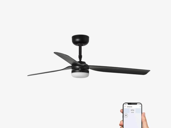 Ανεμιστήρας Οροφής Punt 33815WP-21 Smart Fan Με Φως Led 35W 1300Lm Και Τηλεχειριστήριο D132cm Black Faro Barcelona