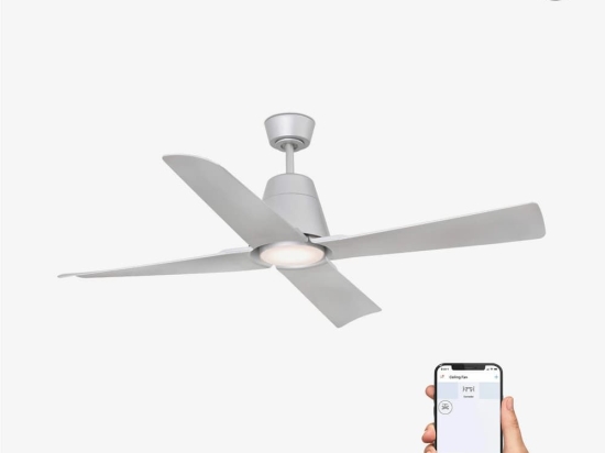 Ανεμιστήρας Οροφής Typhoon 33489WP-15 Smart Fan Με Φως Led 19W 3000K Και Τηλεχειριστήριο D130cm Grey Faro Barcelona