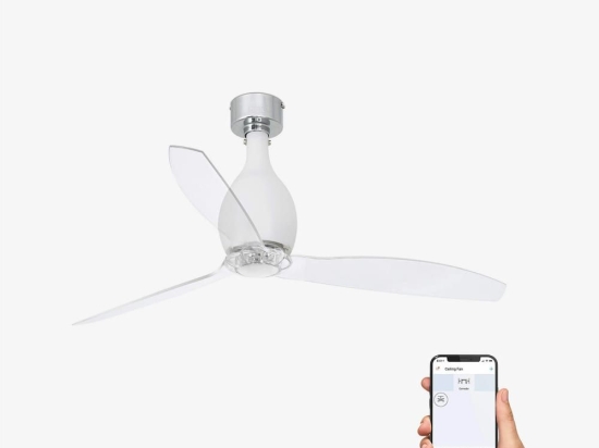 Ανεμιστήρας Οροφής Mini Eterfan 32025WP Smart Fan Με Τηλεχειριστήριο D128cm Matt White-Transparent Faro Barcelona