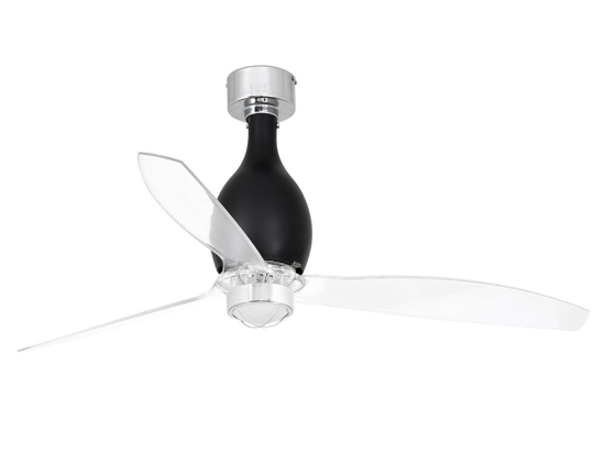 Ανεμιστήρας Οροφής Mini Eterfan 32026-10 Με Φως Led 16W 3000K Και Τηλεχειριστήριο D128cm Shiny Black-Transparent Faro Barcelona