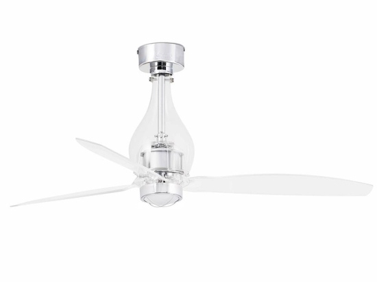 Ανεμιστήρας Οροφής Mini Eterfan 33382-9 Με Φως Led 16W 3000K Και Τηλεχειριστήριο D128cm Shiny Chrome Faro Barcelona