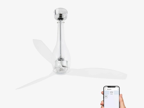 Ανεμιστήρας Οροφής Eterfan 33381WP Smart Fan Με Τηλεχειριστήριο D128cm Shiny Chrome Faro Barcelona