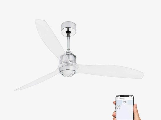 Ανεμιστήρας Οροφής Justfan 33394WP-9 Smart Fan Με Φως Led 16W 3000K Και Τηλεχειριστήριο D128cm Chrome Faro Barcelona