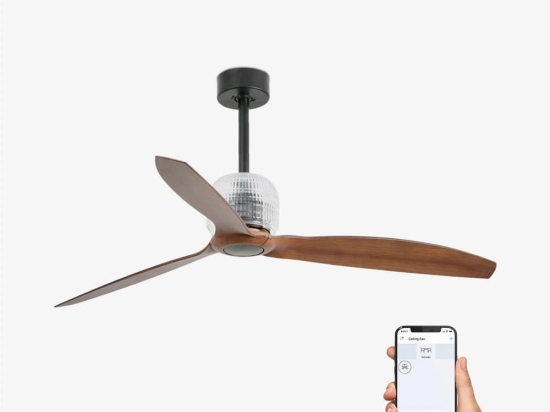 Ανεμιστήρας Οροφής Decofan 33395DWP Smart Fan Με Τηλεχειριστήριο D128cm Black - Walnut Faro Barcelona