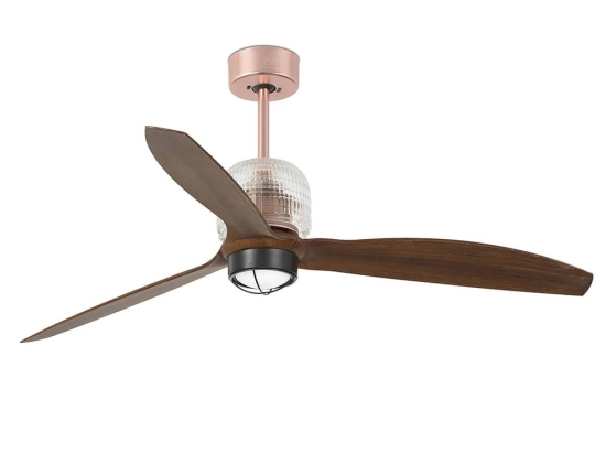 Ανεμιστήρας Οροφής Decofan 33399D-10 Με Φως Led 16W 3000K Και Τηλεχειριστήριο D128cm Old Copper - Walnut Faro Barcelona