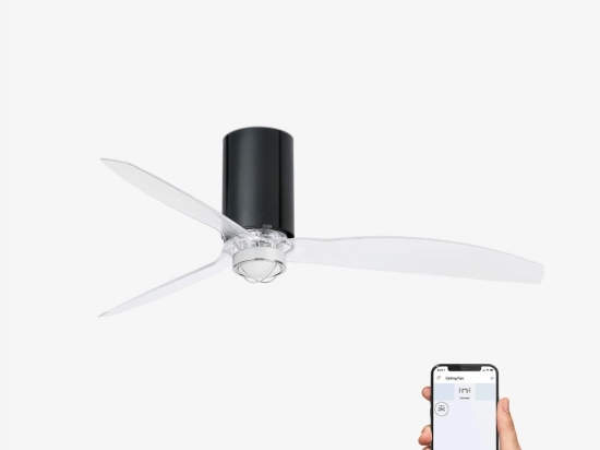 Ανεμιστήρας Οροφής Mini Tube 32040WP-10 Smart Fan Με Φως Led 16W 3000K Και Τηλεχειριστήριο D128cm Shiny Black Faro Barcelona