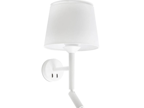 Φωτιστικό Τοίχου - Απλίκα Savoy E27 max 15W Με Reader Led 3000K, 160Lm White Faro Barcelona