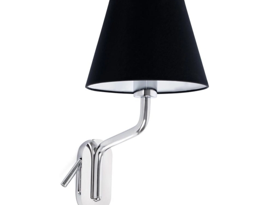 Φωτιστικό Τοίχου - Απλίκα Eterna 24006-12 E27 15W Με Δεξιό Reader Led 2700K 90Lm Chrome - Black Faro Barcelona