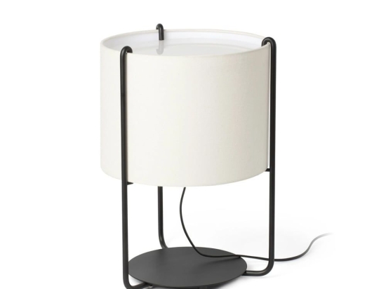 Επιτραπέζιο Φωτιστικό Drum 24020-31 E27 15W Black - Beige Faro Barcelona Αλουμίνιο,Textilene