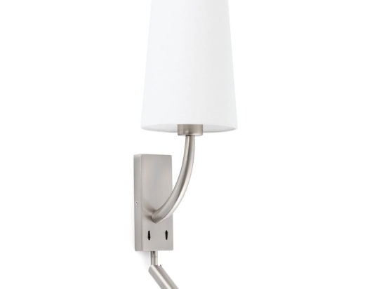 Φωτιστικό Τοίχου - Απλίκα Rem 29682-19 E27 max 15W Mε Reader 3000K, 120Lm Matt Nickel-White Faro Barcelona