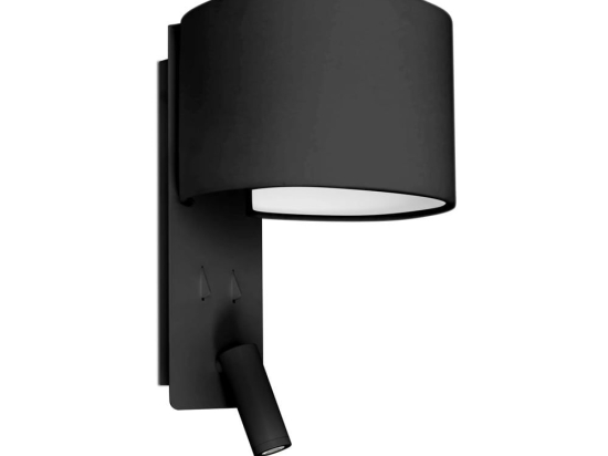 Φωτιστικό Τοίχου - Απλίκα Fold 64305 E27 max 15W Mε Reader 3W 3000K 200Lm Black Faro Barcelona